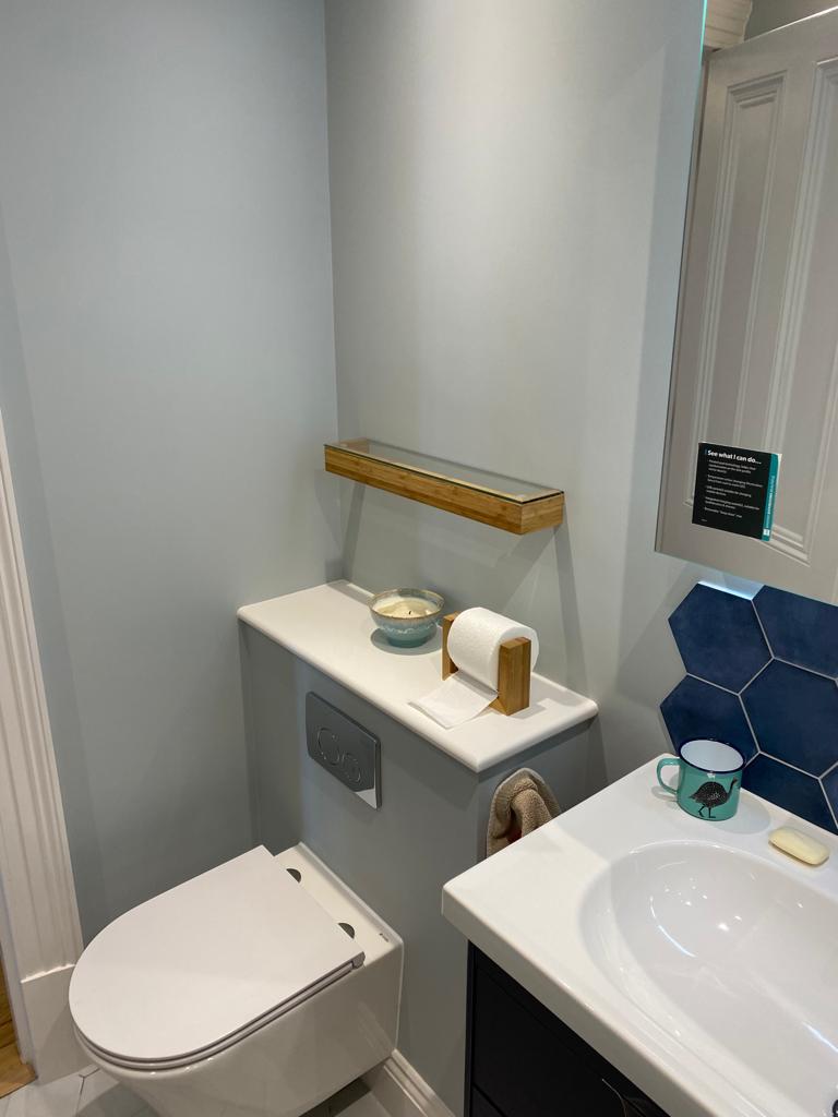 New toilet with shelving and storage